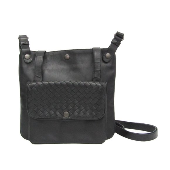 Bottega Veneta Intrecciato 273350 Men,Women Leather Shoulder Bag Black - Picture 1 of 16